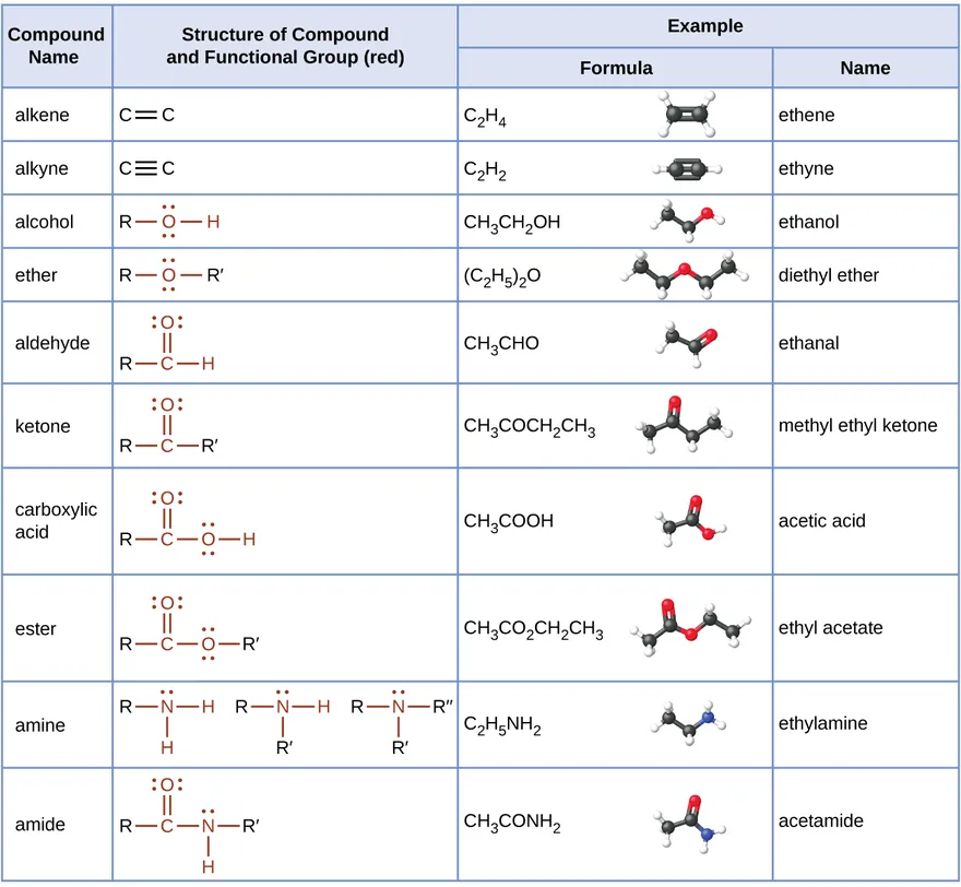 Common Functional Groups and Acids